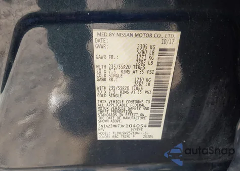 2018 Nissan Murano Platinum z USA, uszkodzony, nr VIN 5N1AZ2MH7JN104054